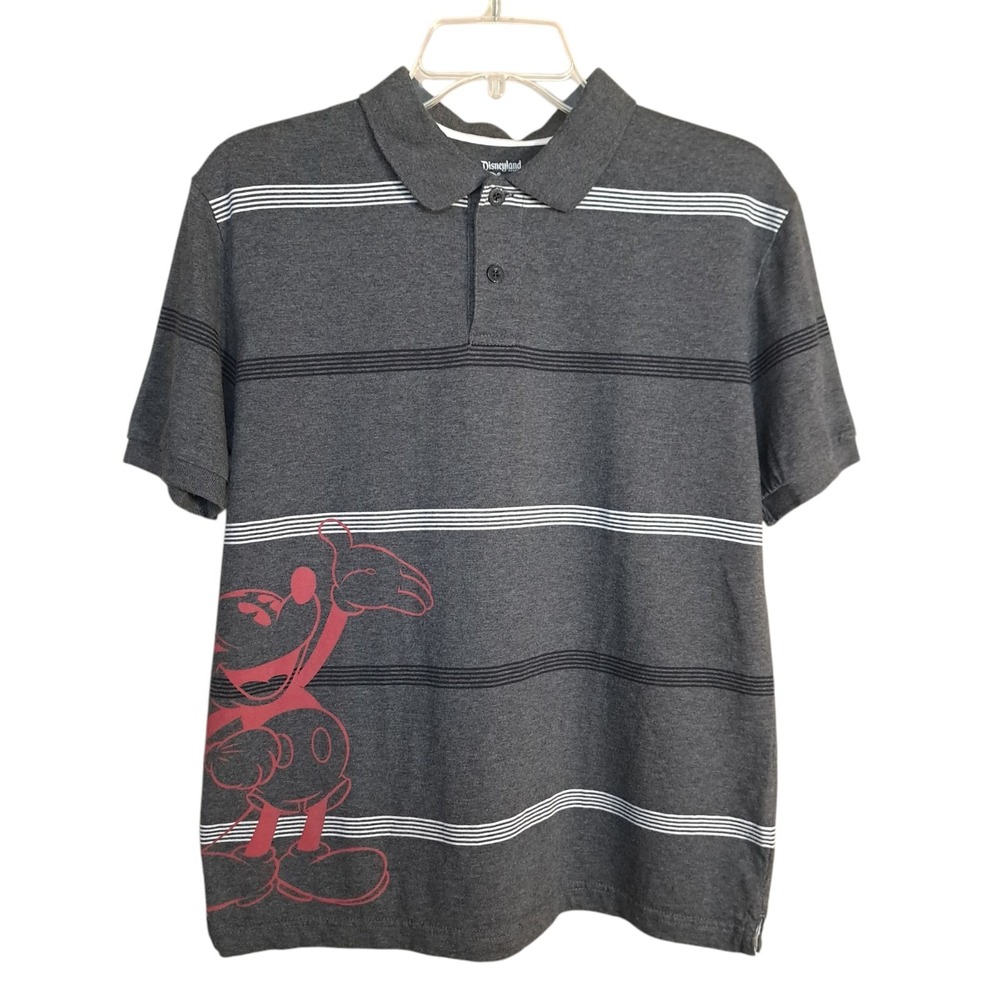 Disneyland Resort Walt Disney World‎ Men Polo Button Shirt Gray XL Mickey Mouse